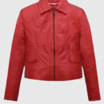 Soft Tango Red Washed Jennifer Lopez Gigli Leather Jacket